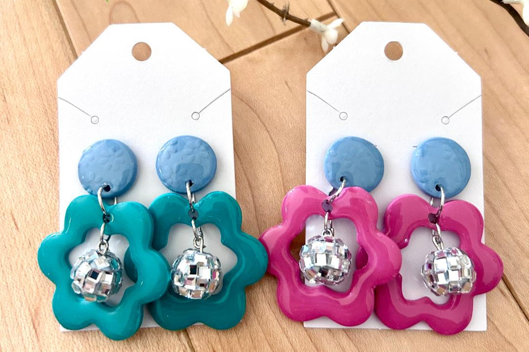 Disco Daisy mirror ball earrings