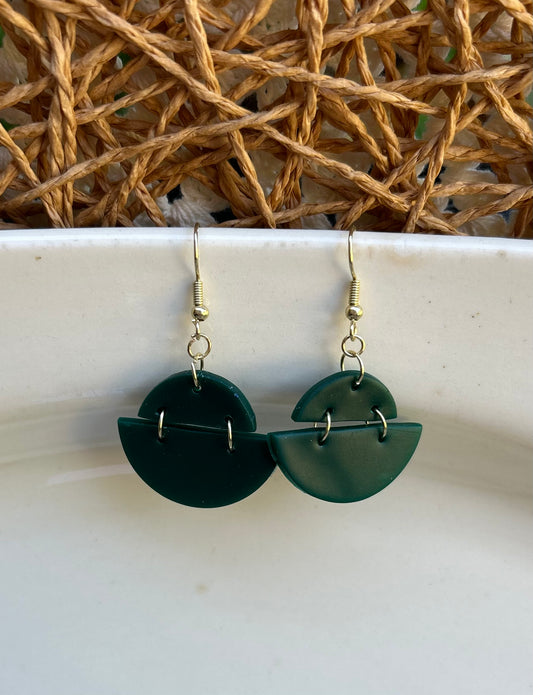 Emerald Green Ark design dangle earrings/polymer clay earrings/polymer clay jewelry
