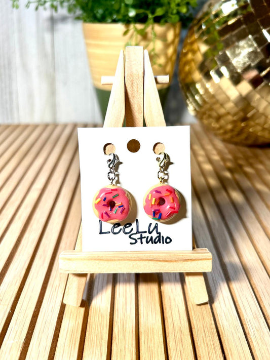 Pink frosted with sprinkles Donut charm for custom charm necklace build your own Chunky Charm Necklace pick your charms to make it your own