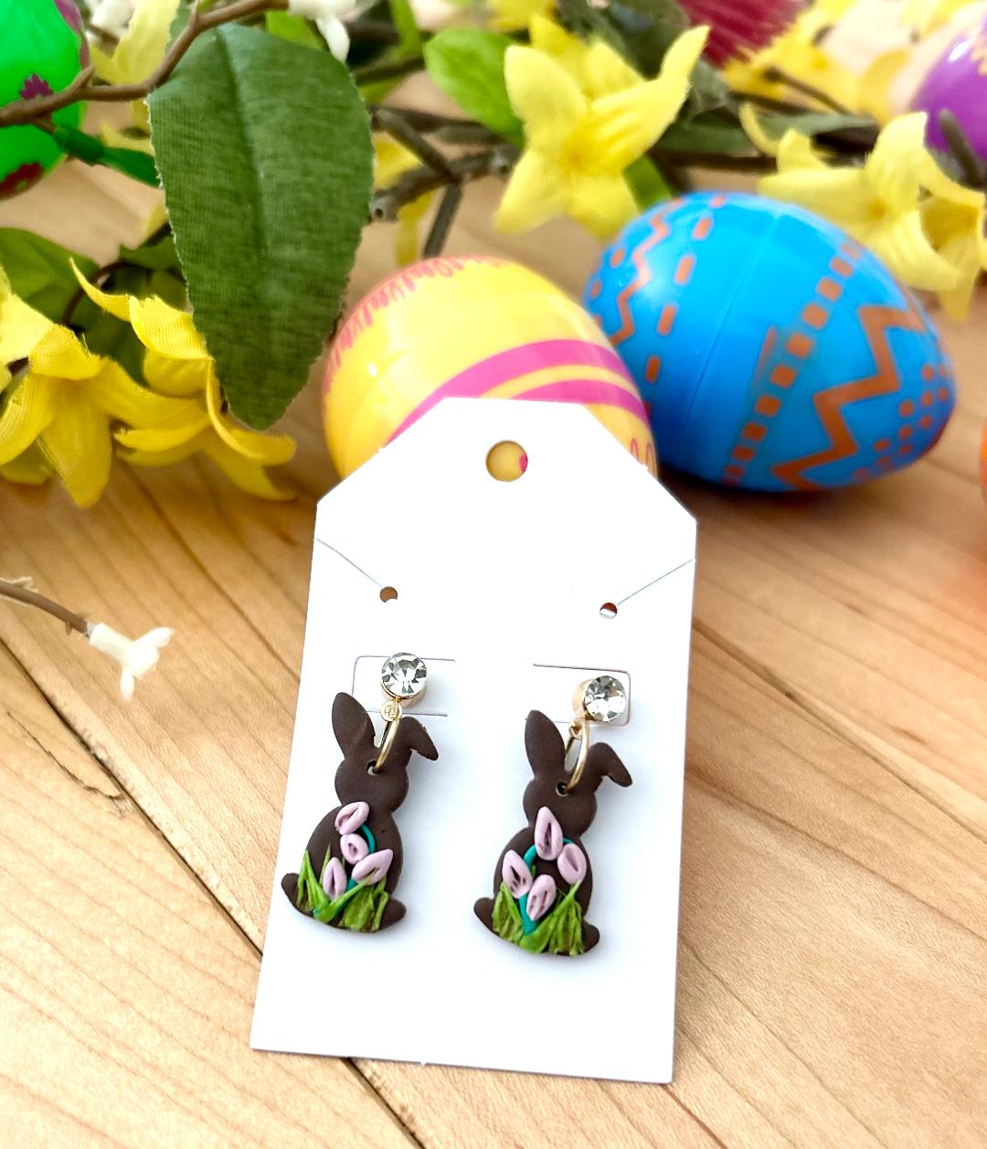 Chocolate Bunny dangle earrings
