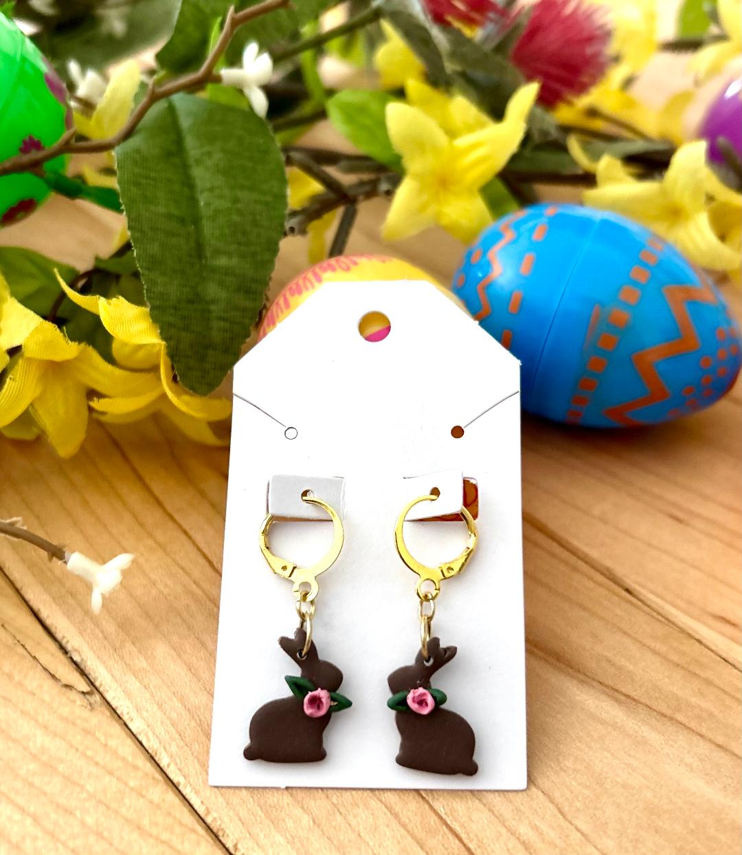 Chocolate Bunny dangle earrings