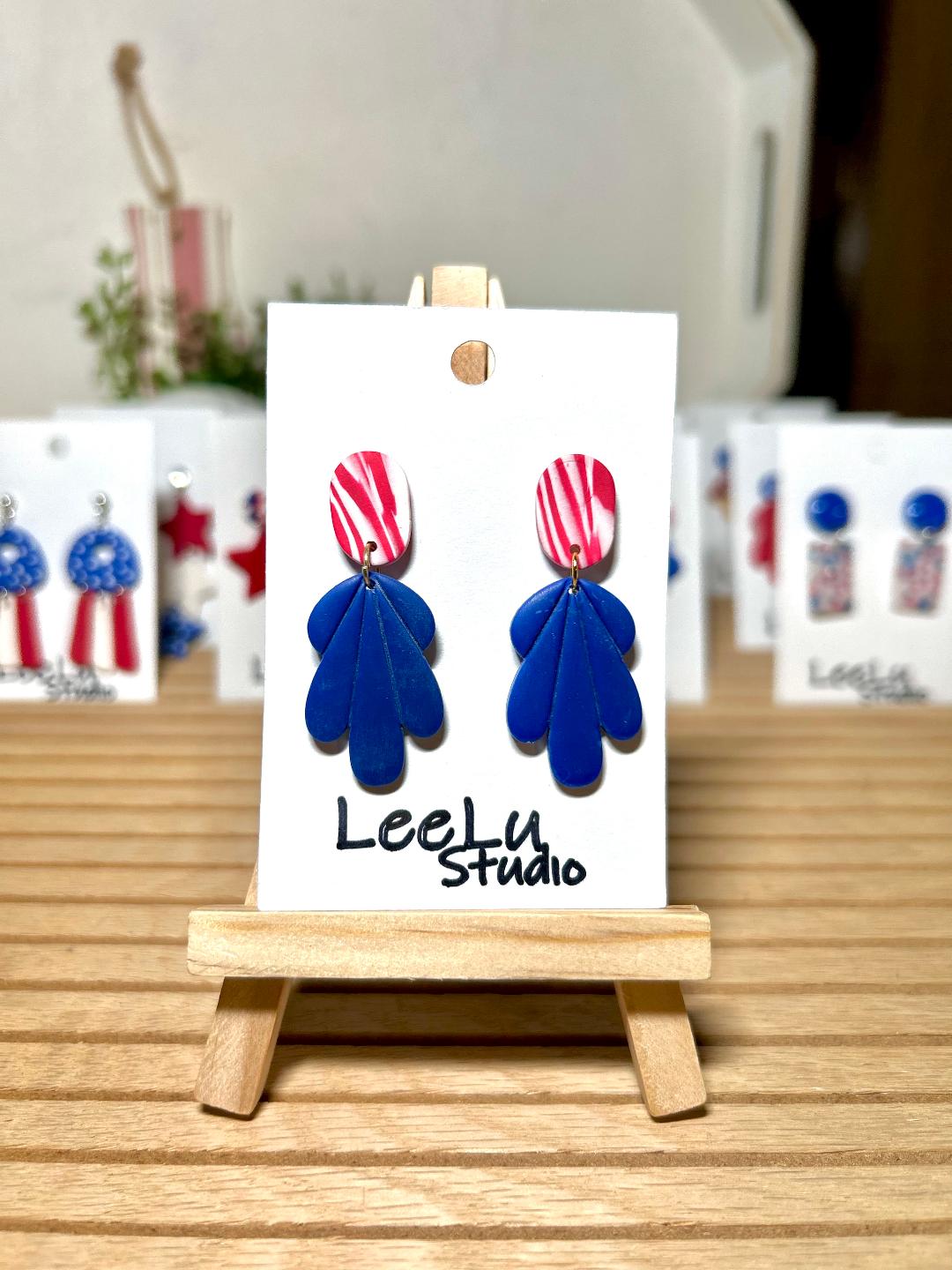 4th of July chandelier, drop medium dangle earrings