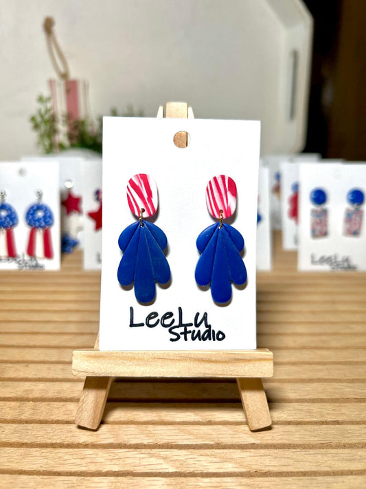 4th of July chandelier, drop medium dangle earrings