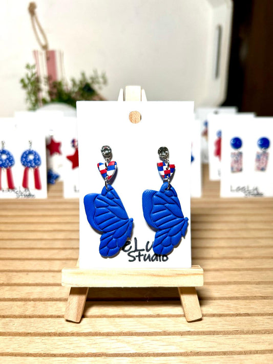 4th of July butterfly large dangle earrings