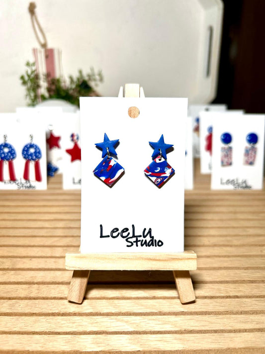 4th of July swirled small dangles