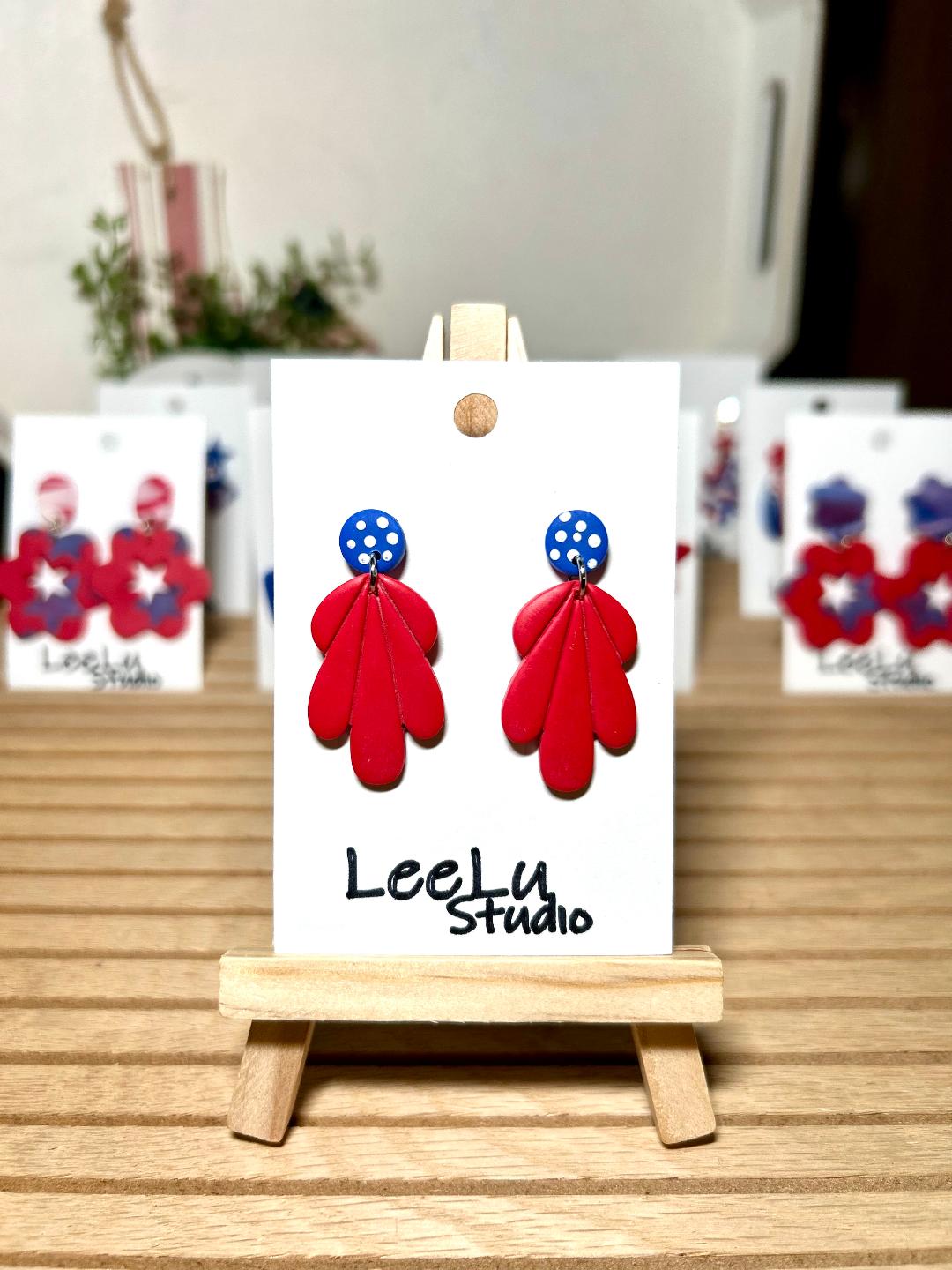 4th of July red chandelier drops medium dangle earrings