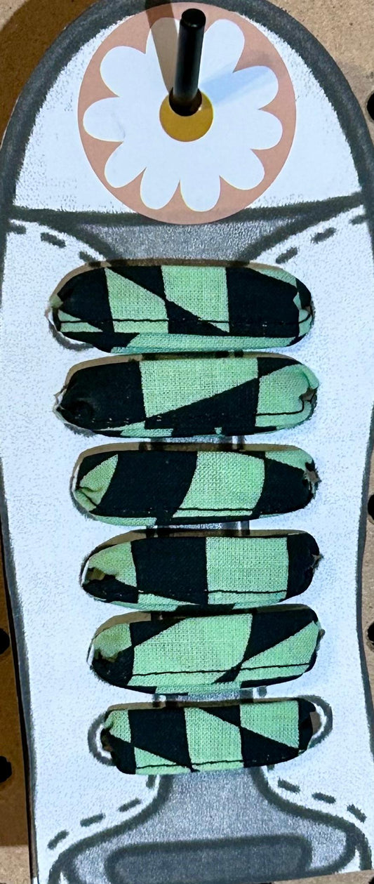 Black and Lime Green fabric shoelaces