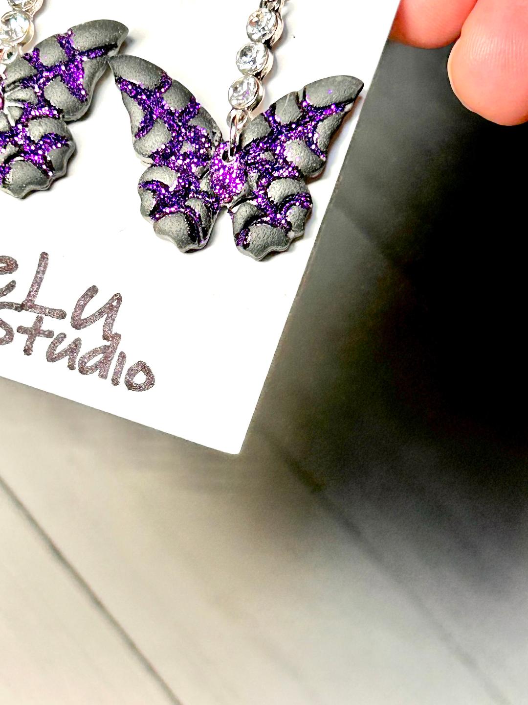 Glitter Spiderweb Butterfly Dangles