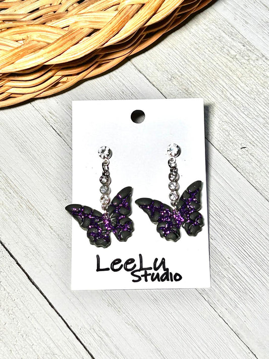 Glitter Spiderweb Butterfly Dangles