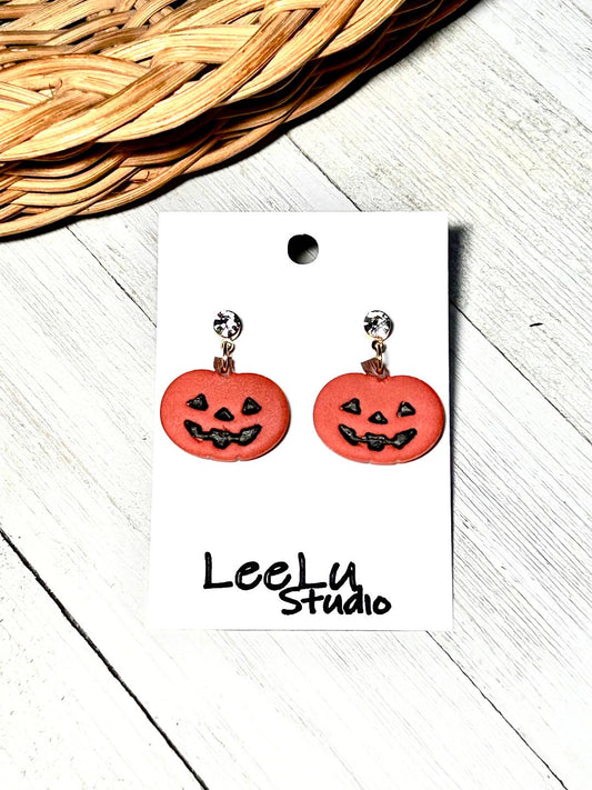 Black and Orange Jack O Lantern Candy Bucket earrings