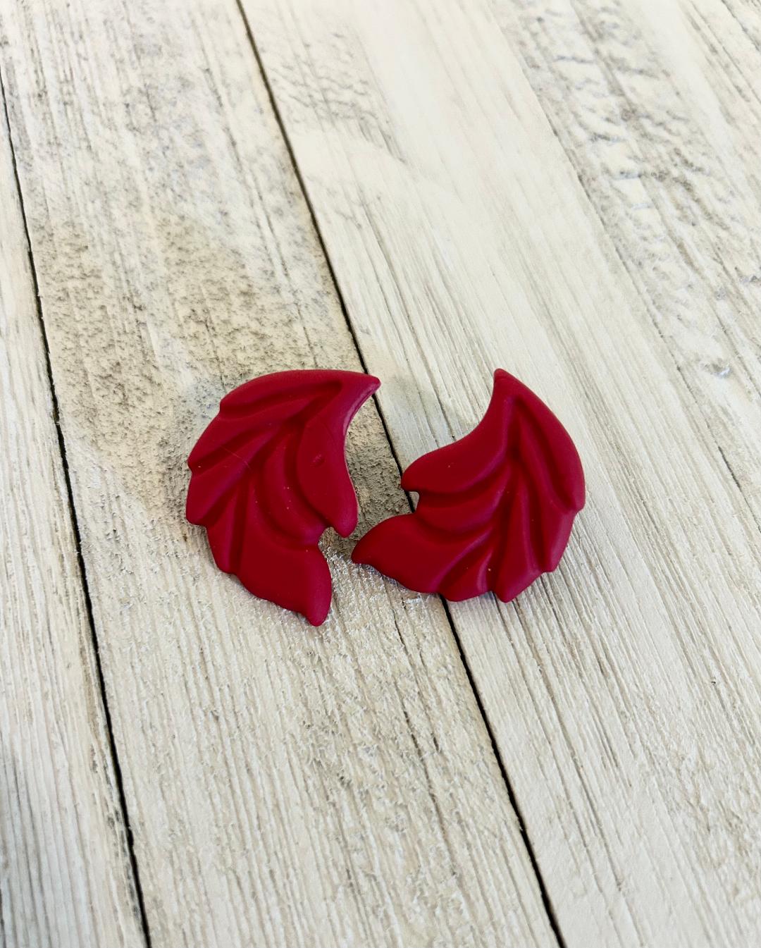 Elegant Red Leaves earring set/polymer clay/polymer clay earrings/polymer clay jewelry/inexpensive jewelry/lightweight jewelry