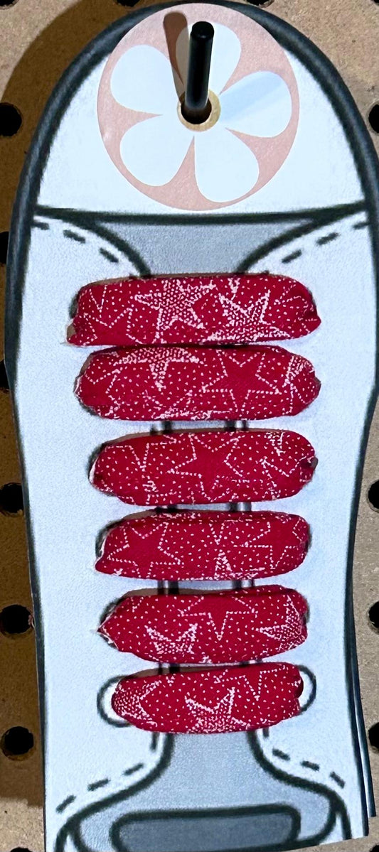 Red star fabric shoelaces