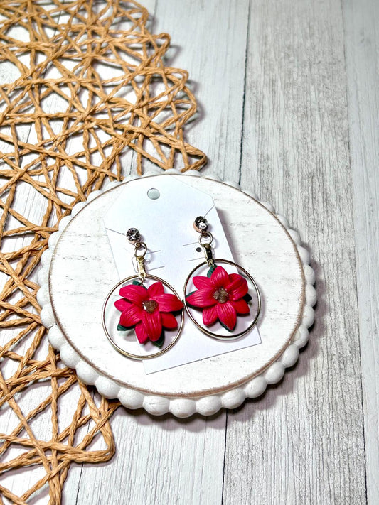 Gold Circle POINT-settia earrings set