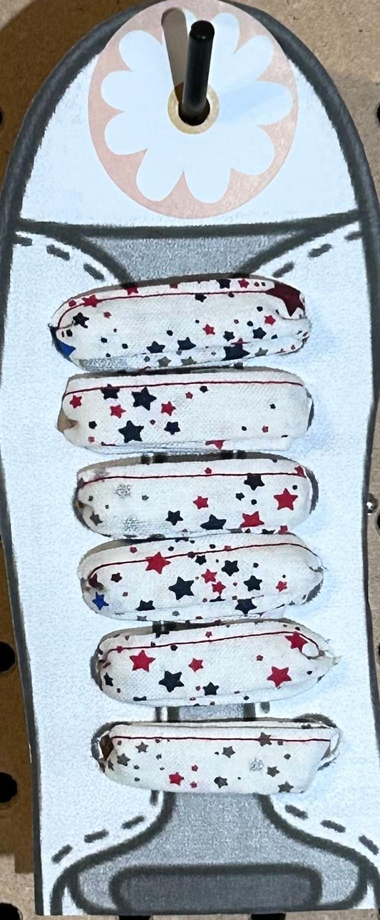 Red, white and blue shoelaces